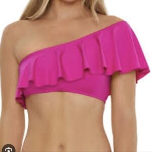 Trina Turk Monaco Ruffle One Shoulder Bandeau Bikini Top
